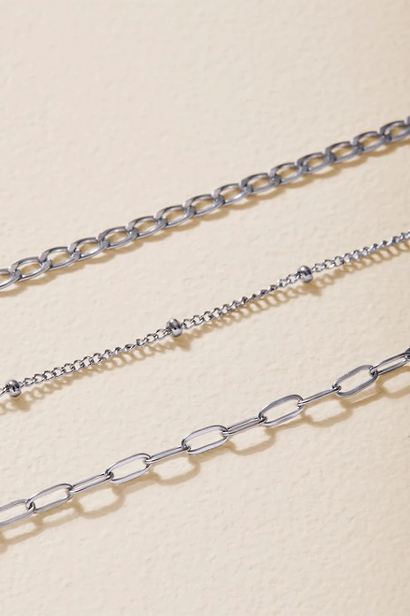 Jana Stainless Steel Silver Chain Bracelet Set