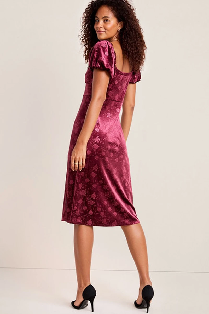 Elisa Floral Velvet Midi Dress