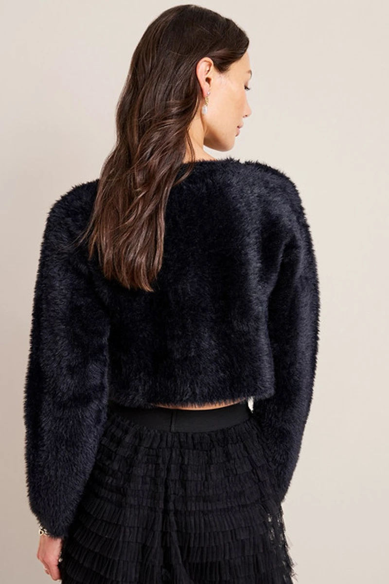 Lynn Fuzzy Pearl Button Cardigan