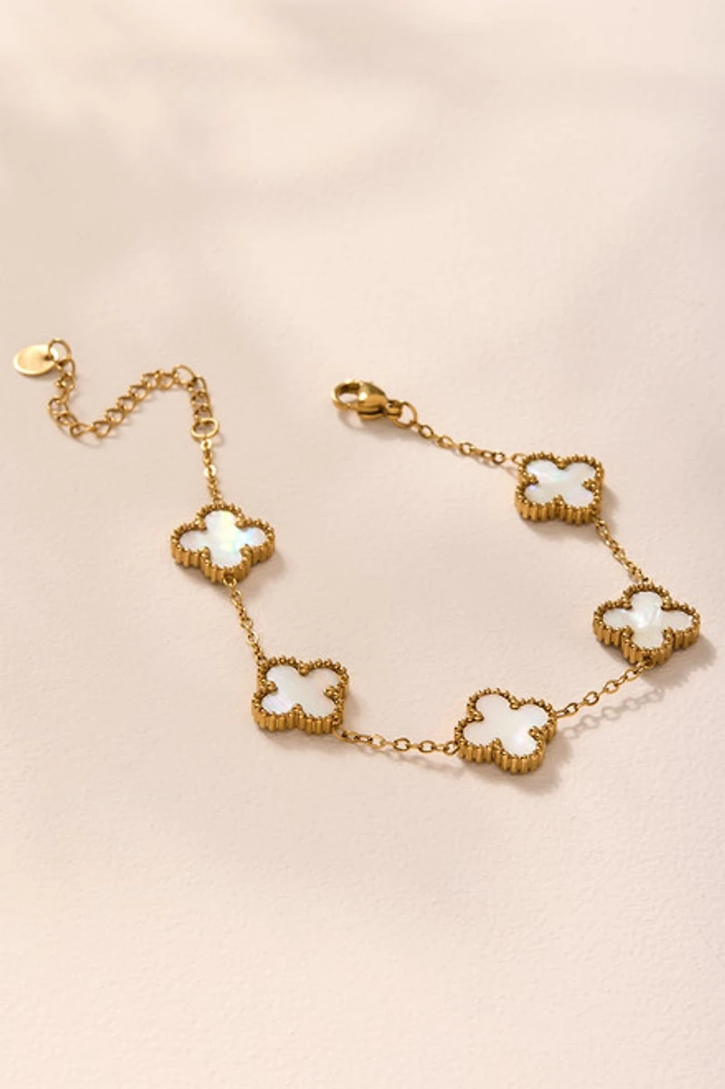 Nicole Stainless Steel Clover Station Bracelet