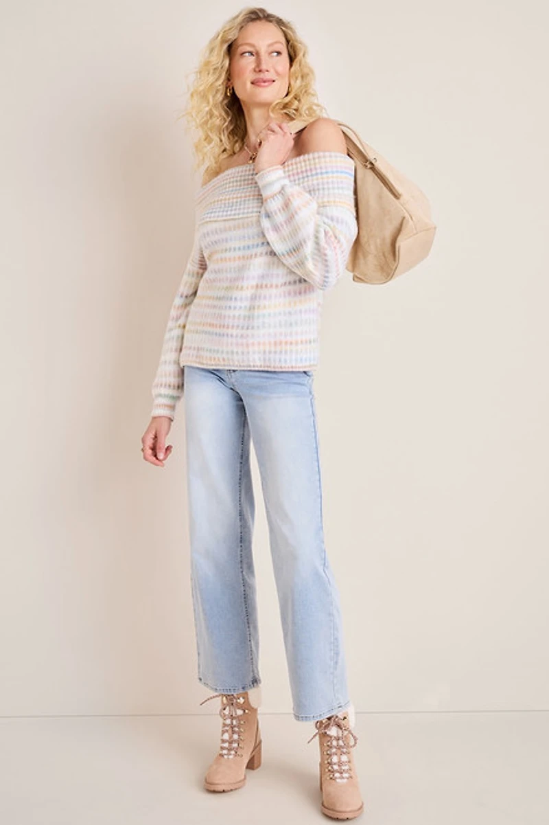 Serena Striped Off the Shoulder Sweater
