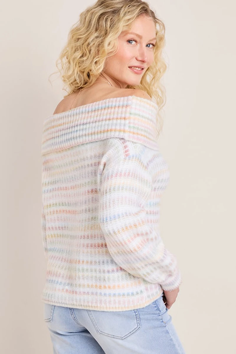 Serena Striped Off the Shoulder Sweater
