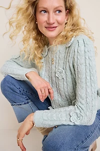 Tina Bubble Flower Pullover Sweater