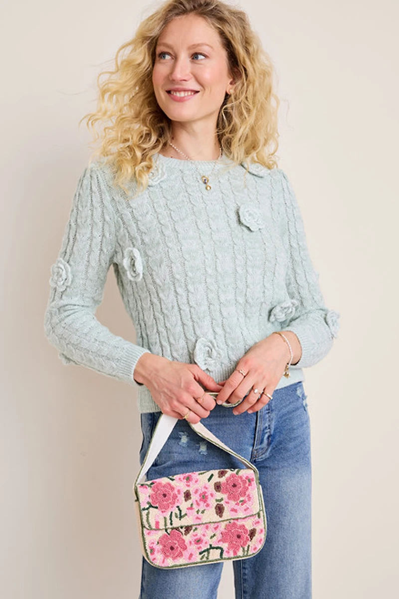 Tina Bubble Flower Pullover Sweater