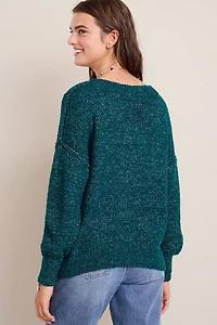 Sabrina Shimmer V Neck Sweater