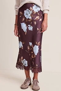 Judy Lace Hem Floral Midi Skirt