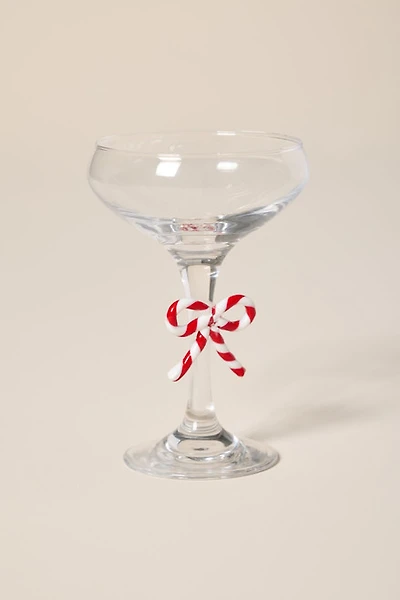 Candy Cane Bow Coupe Glass