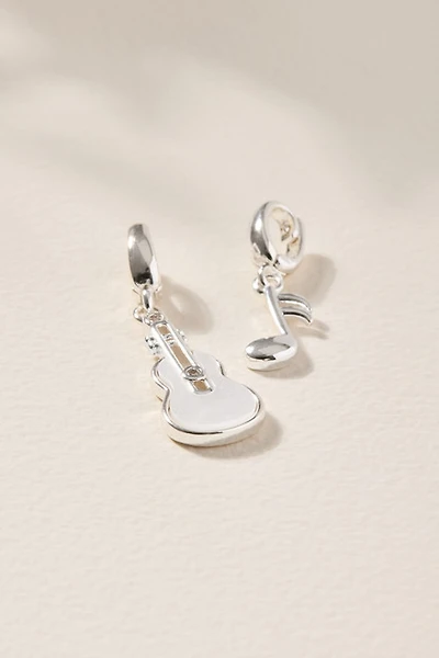 Guitar and Music Note Charm Set Silver