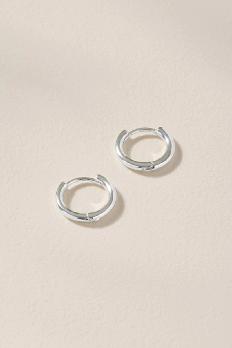 Huggie Hoop Charm Earring Base Silver