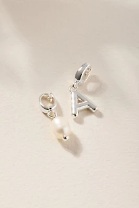 Initial and Fresh Water Pearl Charm Set Silver