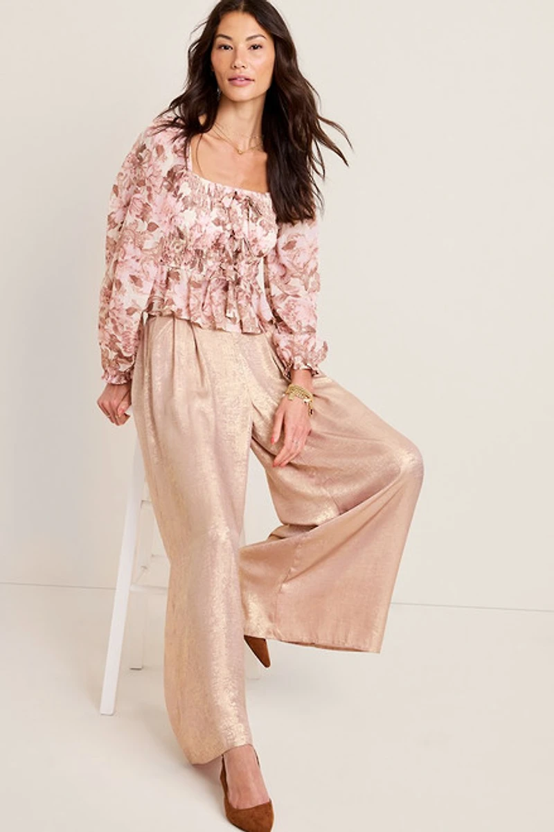 Lisa Floral Bow Smocked Blouse