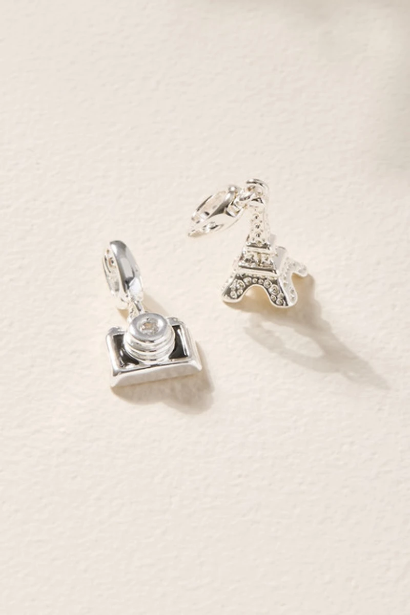 Eiffel Tower and Camera Charm Set Silver