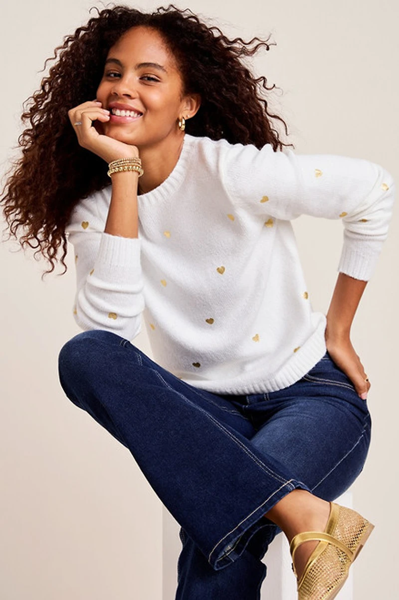 Samantha Heart Print Sweater