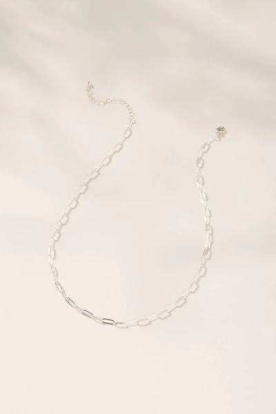 Paperclip Chain Charm Necklace Base Silver