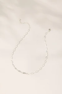 Paperclip Chain Charm Necklace Base Silver