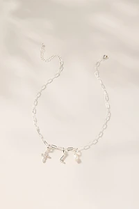 Paperclip Chain Charm Necklace Base Silver