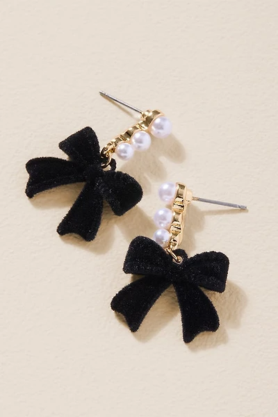 Tina Velvet Bow Linear Drop Earrings