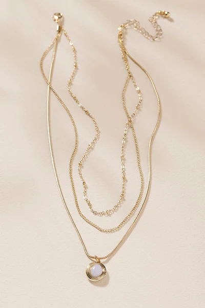 Anita Oval Stone Layered Pendant Necklace