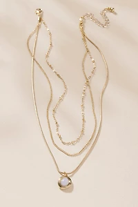 Anita Oval Stone Layered Pendant Necklace