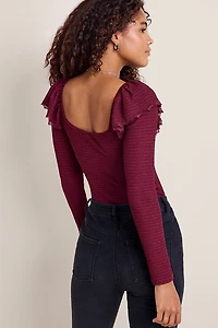 Joan Flutter Neck Knit Bodysuit