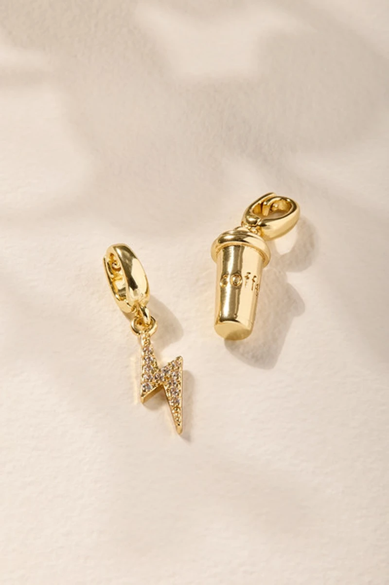 Coffee and Lightning Bolt Charm Set