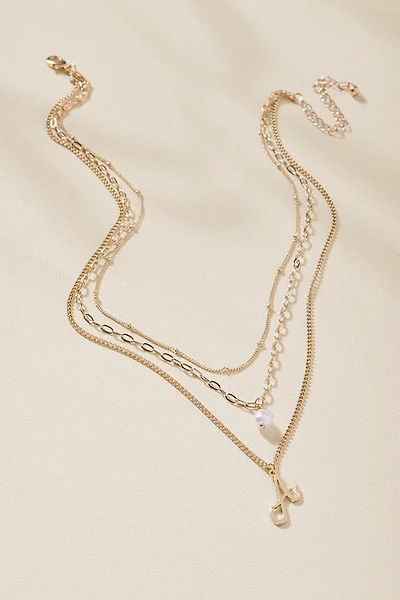 Clara Initial and Pearl Pendant Layered Necklace