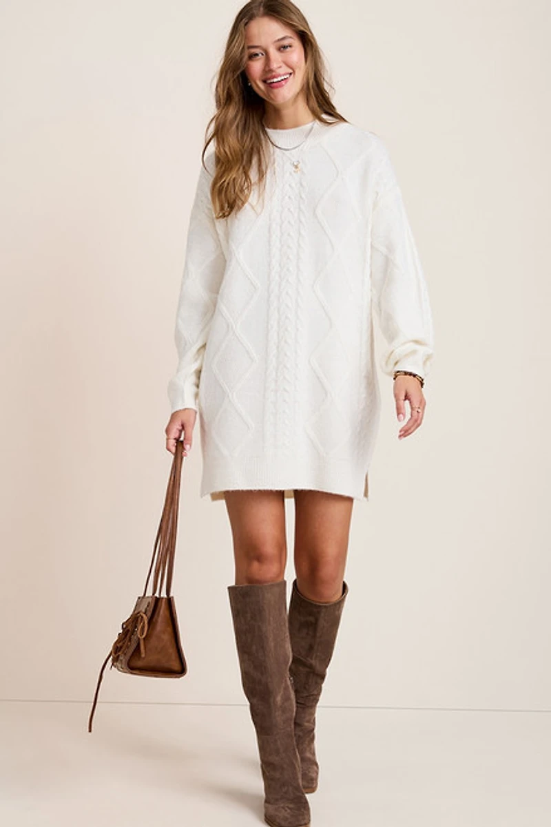Julianne Cable Knit Sweater Mini Dress