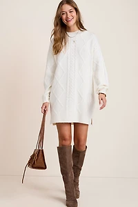 Julianne Cable Knit Sweater Mini Dress