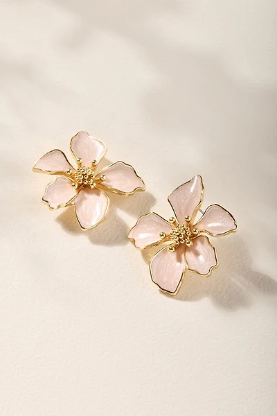 Tessa Pink Enamel Flower Stud Earrings
