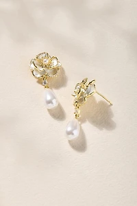 Morgan Flower Pearl Drop Earrings