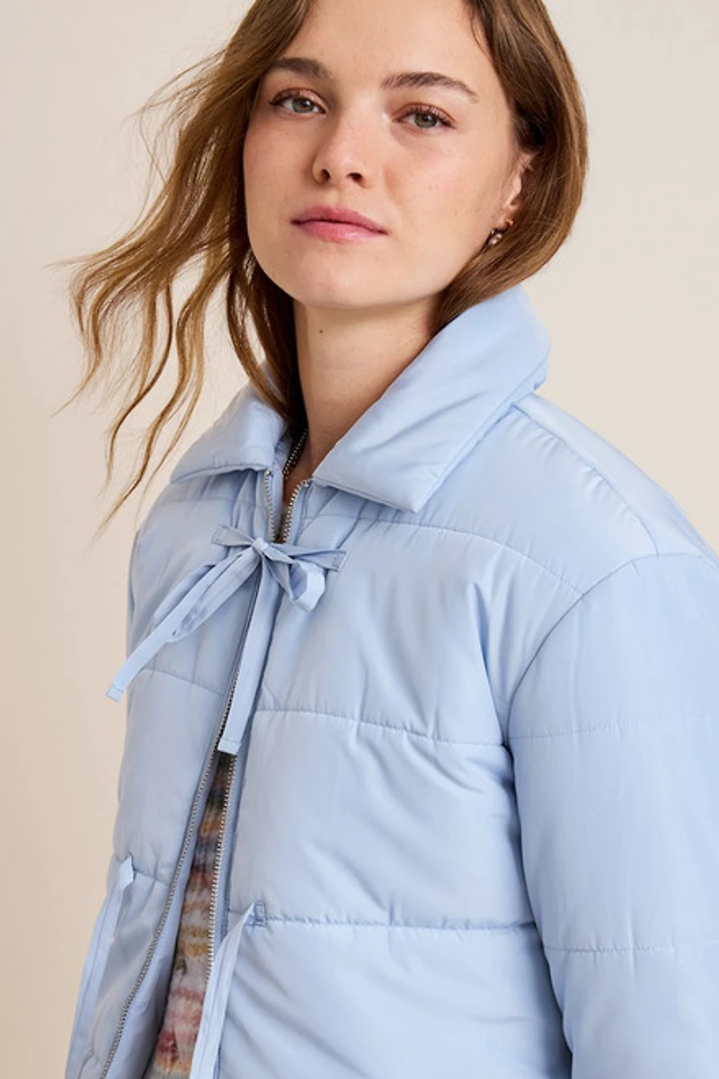 Avery Tie Front Puffer Jacket