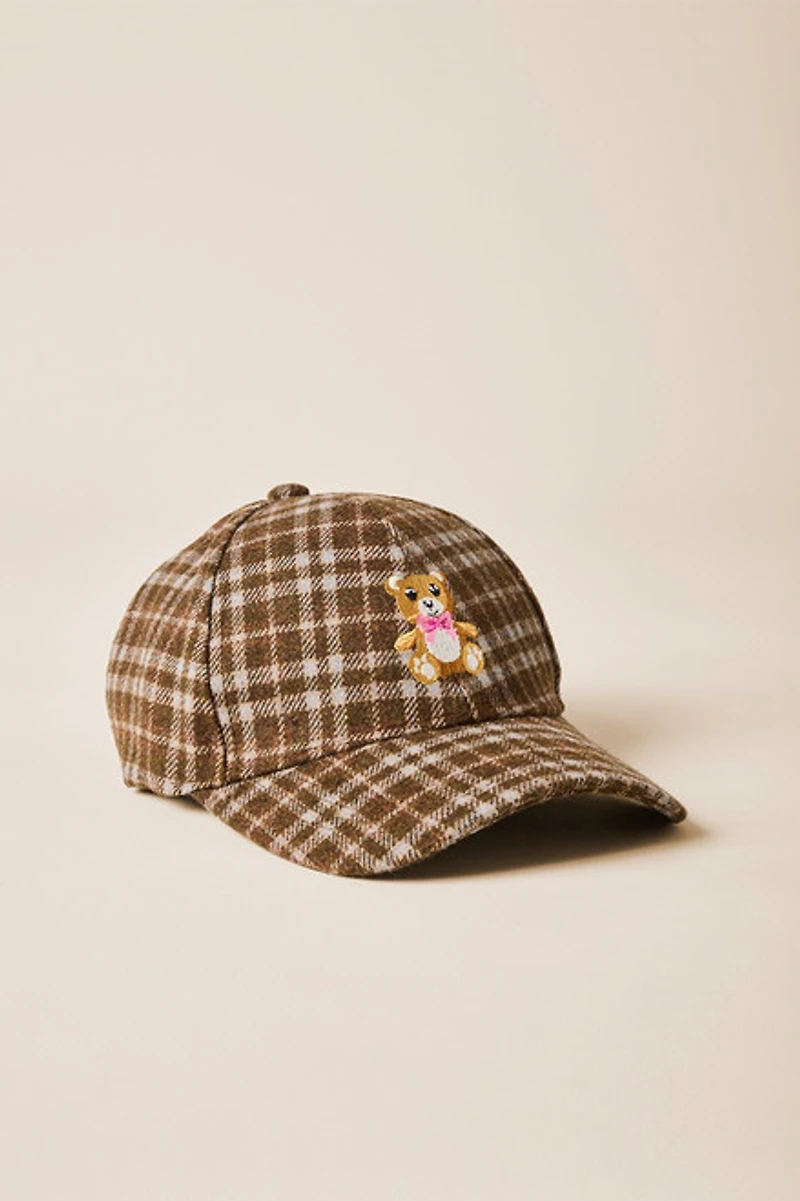 Teddy Bear Plaid Baseball Hat
