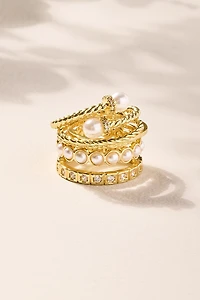 Dee Gold Pearl Ring Set