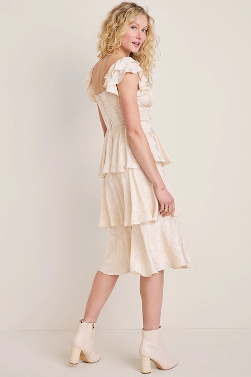 Katy Smocked Tiered Midi Dress
