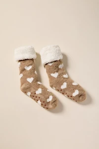 Emma Heart Print Slipper Socks