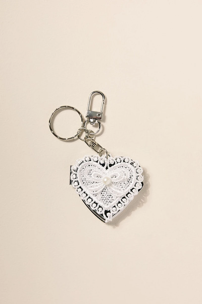 Lace Heart Mirror Key Chain