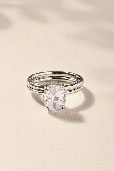 Oval Travel with Me Silver Ring Set