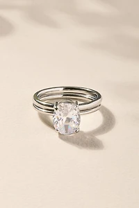 Oval Travel with Me Silver Ring Set