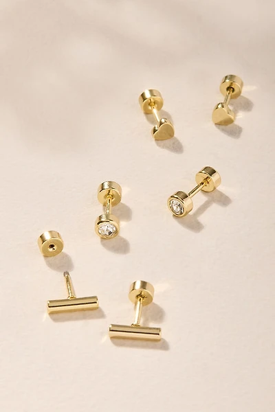 Lara Mixed Style Gold Stud Earring Set