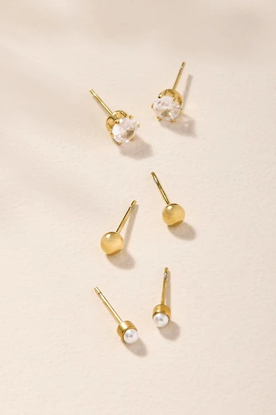 Kim Stainless Steel Silver Stud Earring Set