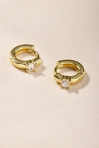 Joan Crystal Inlay Gold Huggie Earrings