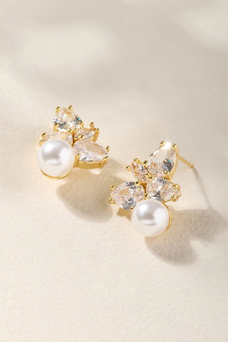 Melissa Crystal Pearl Stud Earrings