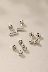 Lara Mixed Style Silver Stud Earring Set