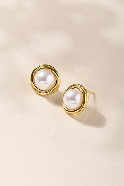 Emma Stainless Steel Pearl Stud Earrings