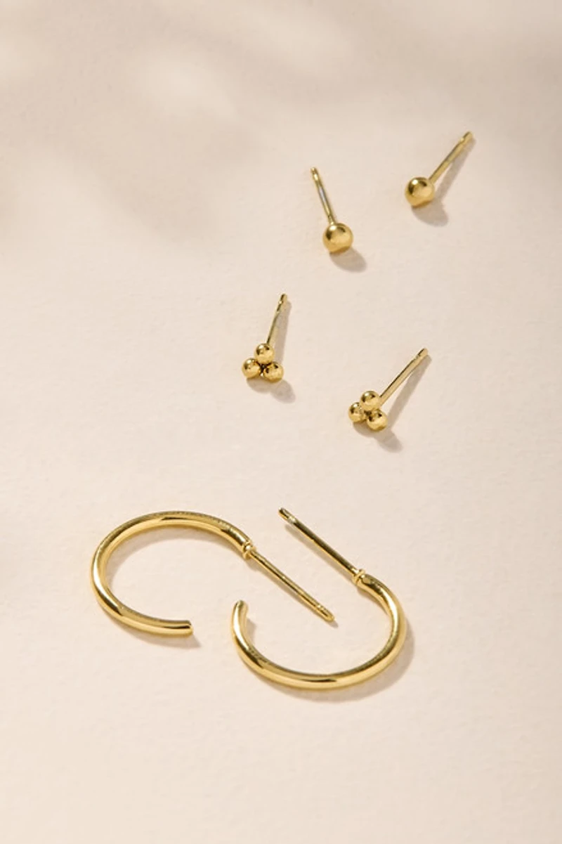 Carla Gold Mixed Style Earring Set