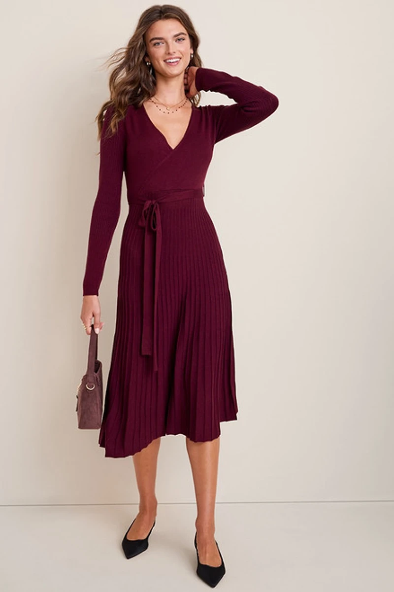 Donna Pleated Knit Midi Dress