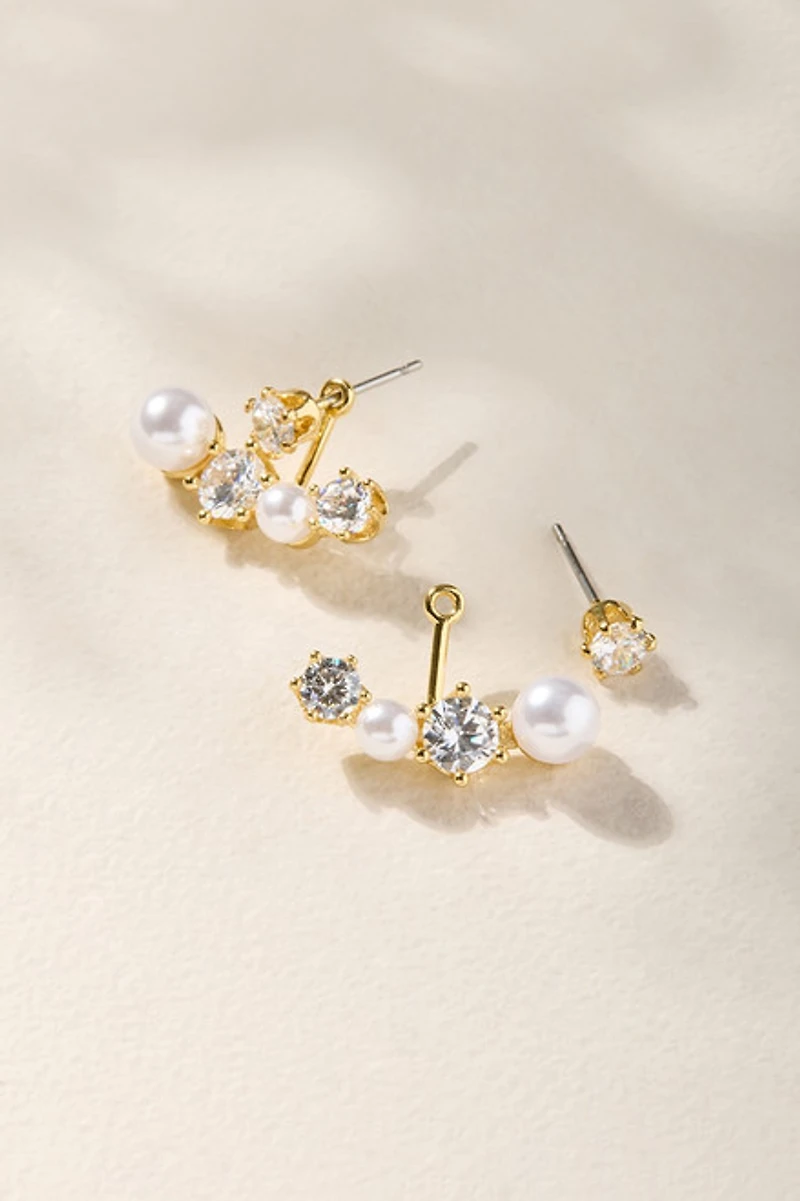 Stacie Pearl and Crystal Stud Earrings