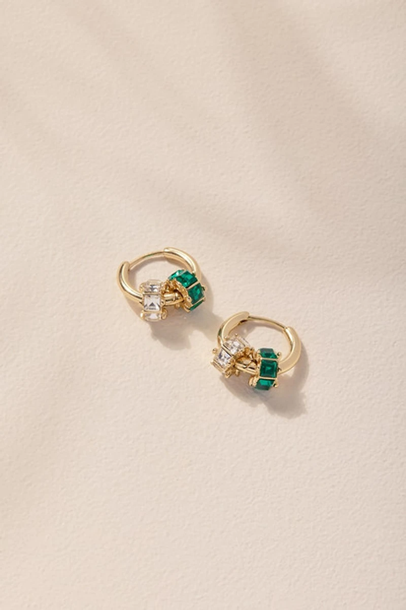 Paige Crystal Charms Huggie Hoop Earrings