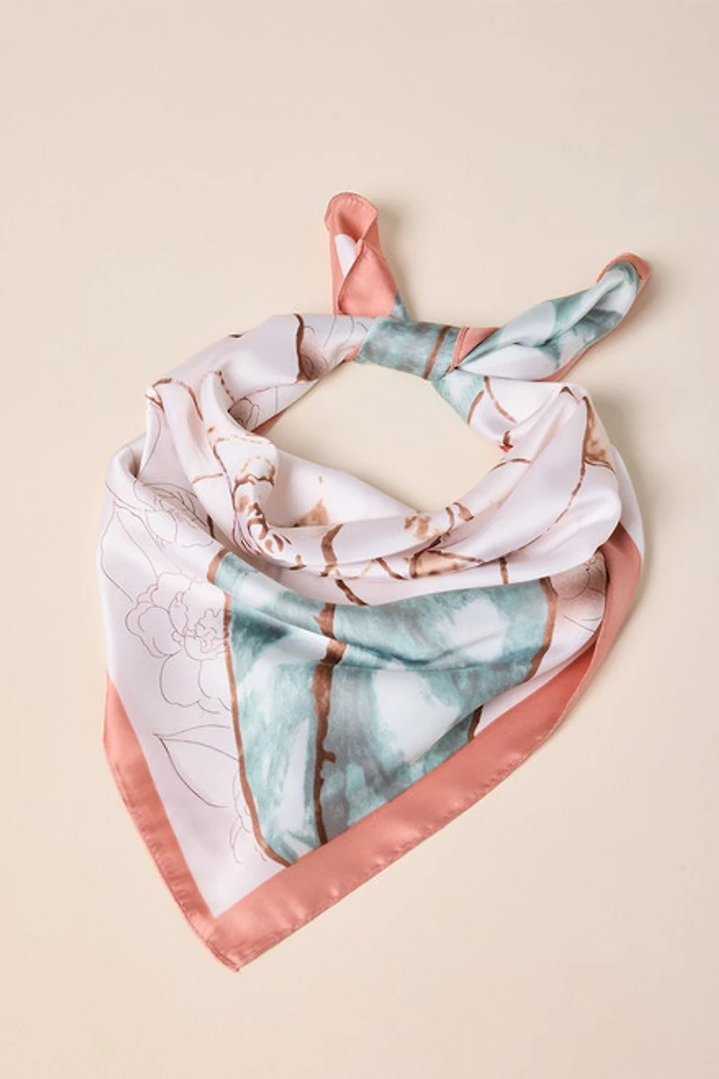 Kelly Rose Print Satin Scarf