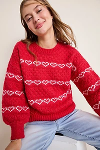 Lora Heart Stripe Pullover Sweater